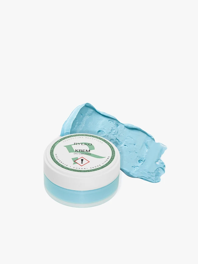 Hellblaue Schuhcreme