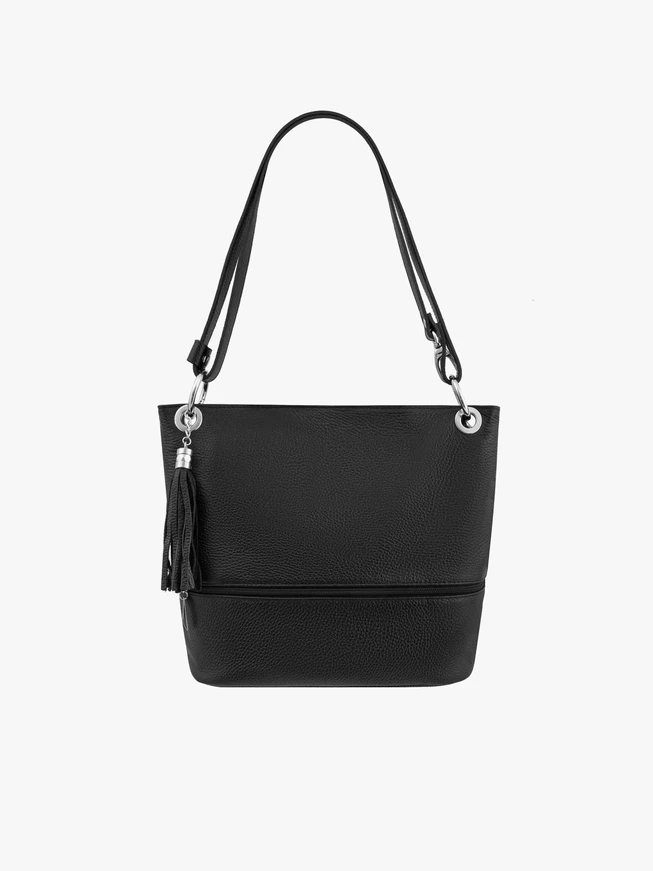 Schwarze Handtasche mit Quaste