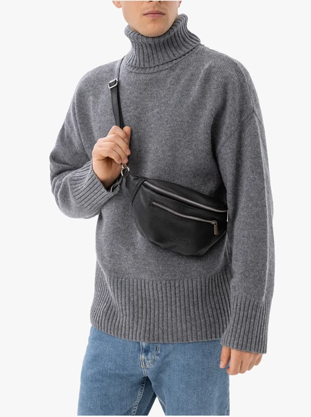 Schwarze Nierentasche - Crossbody