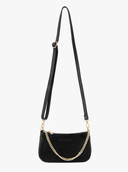 Schwarze Handtasche mit goldener Kette