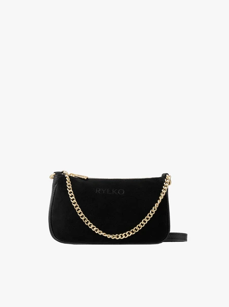 Schwarze Handtasche mit goldener Kette