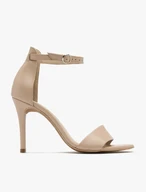Beigefarbene hohe Stiletto-Sandalen