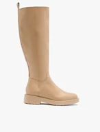 Beigefarbene Stiefel mit breitem Schaft
