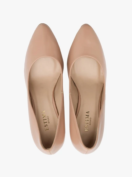 Beigefarbene Pumps mit beschichtetem Stilettoabsatz