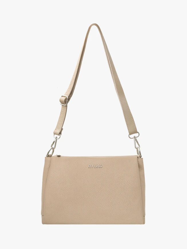 Dunkelbeige Handtasche mit verstellbarem Riemen