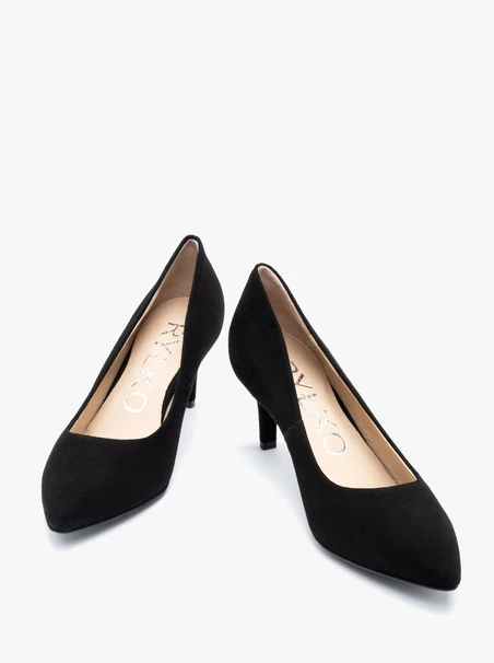 Schwarze Veloursleder-Pumps mit Absatz