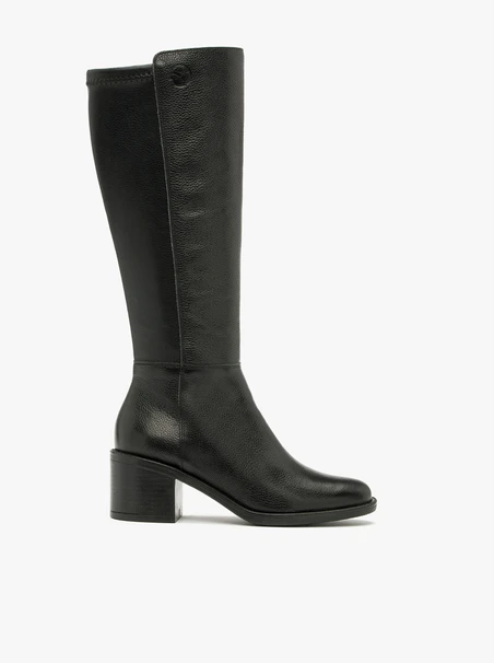 Schwarze Damenstiefel mit breitem Schaft