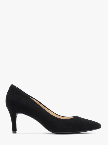 Schwarze Veloursleder-Pumps mit Absatz