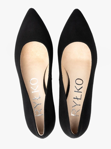 Schwarze Veloursleder-Pumps mit Absatz