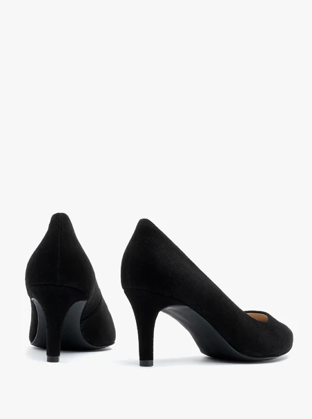 Schwarze Veloursleder-Pumps mit Absatz