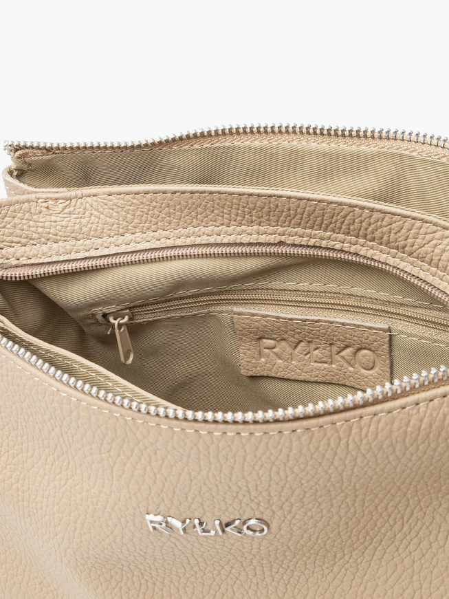 Dunkelbeige Handtasche mit verstellbarem Riemen