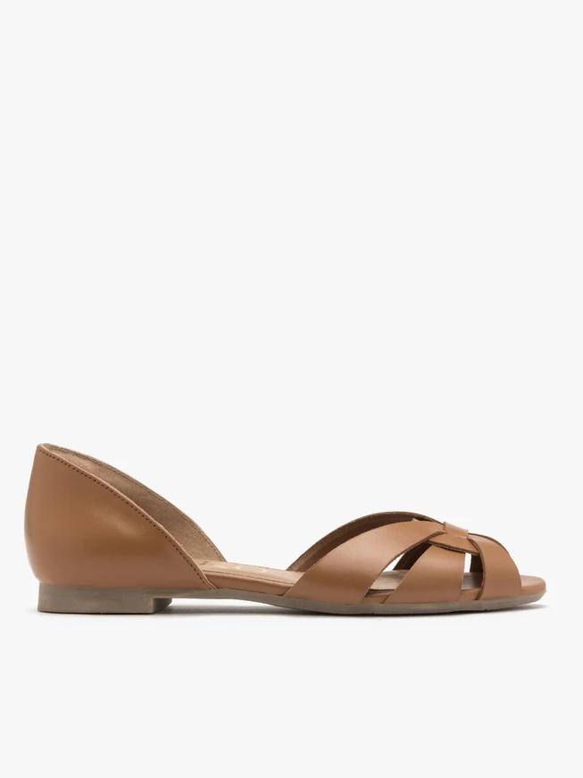 Braune zehenoffene Ballerinas