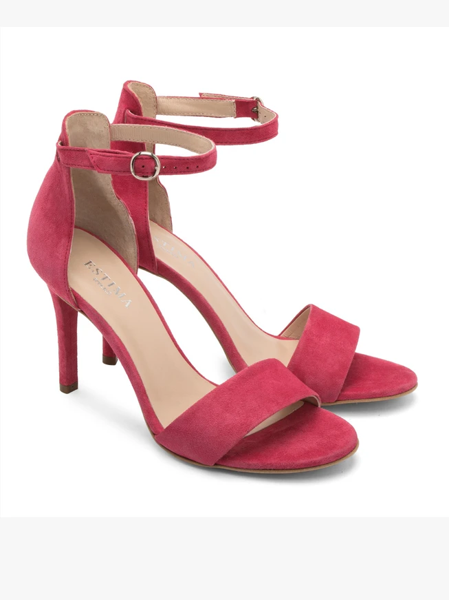 Fuchsiafarbene Stiletto-Sandalen