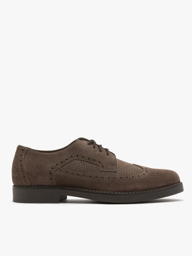 Grau-braune Herren-Brogues