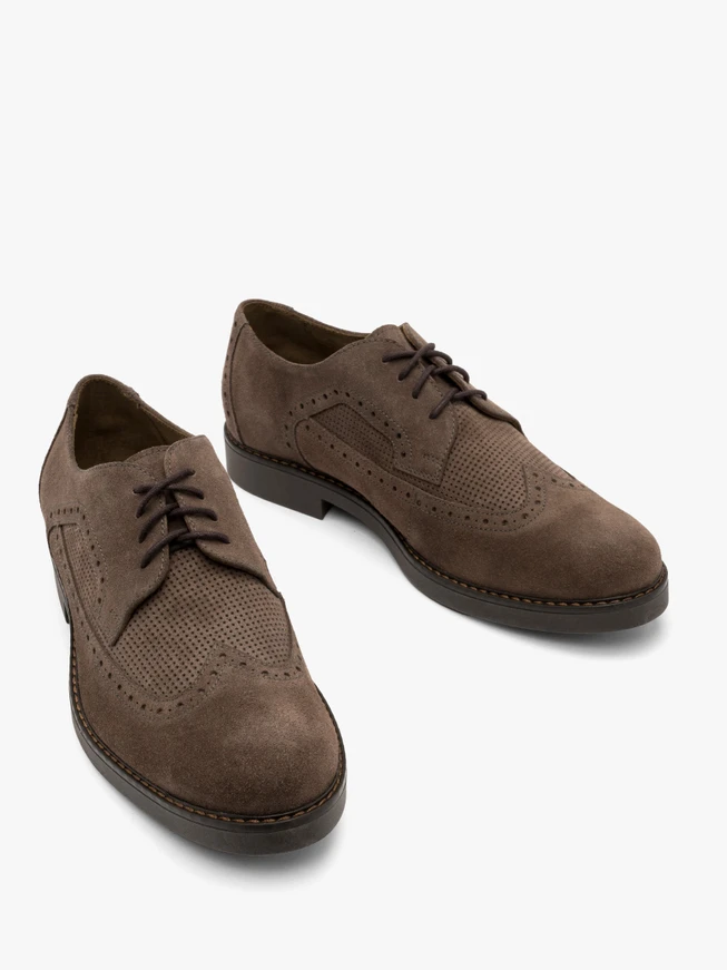 Grau-braune Herren-Brogues