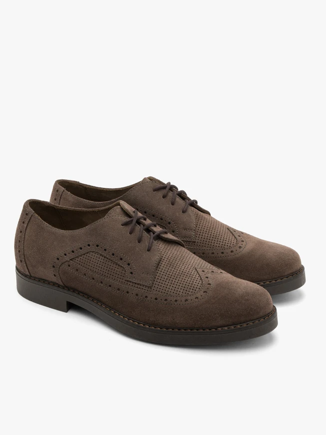 Grau-braune Herren-Brogues