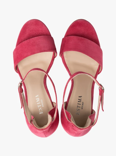 Fuchsiafarbene Stiletto-Sandalen