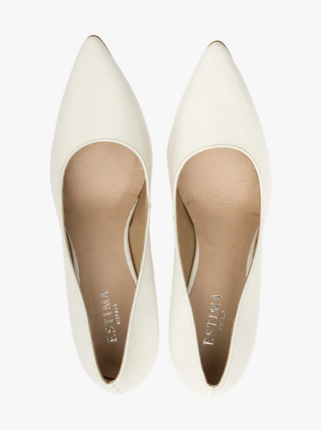 Cremefarbene Stiletto-Pumps
