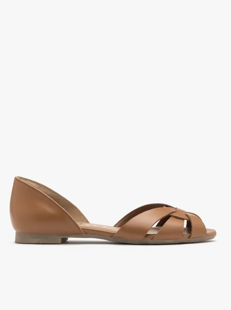 Braune zehenoffene Ballerinas