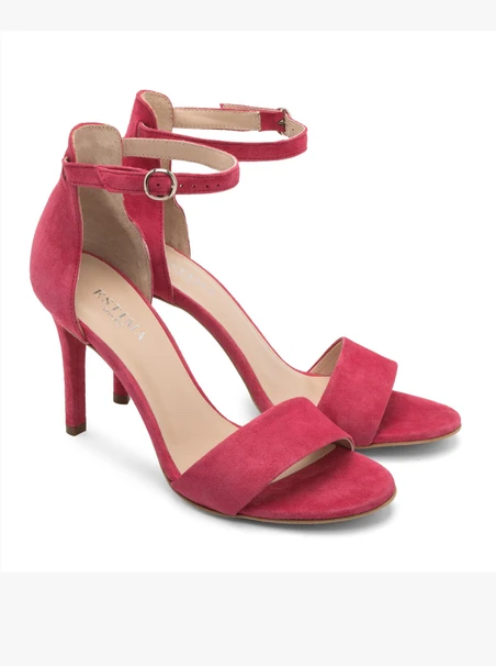 Fuchsiafarbene Stiletto-Sandalen