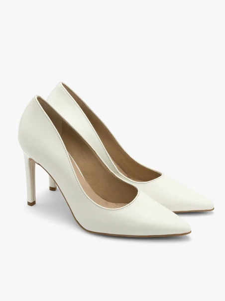 Cremefarbene Stiletto-Pumps