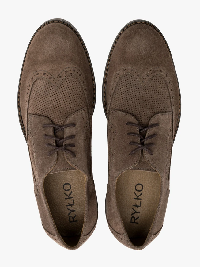 Grau-braune Herren-Brogues