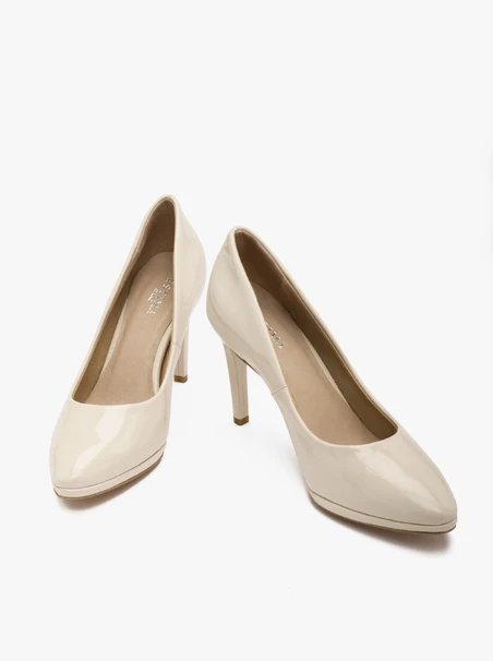Cremefarbene Stiletto-Pumps