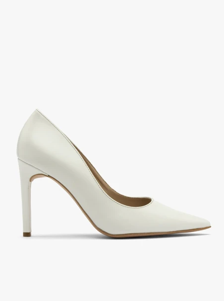 Cremefarbene Stiletto-Pumps