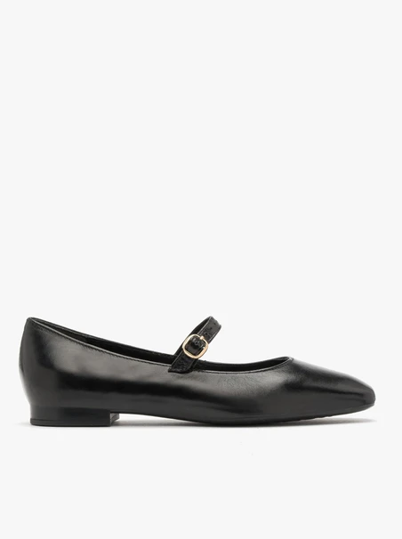 Schwarze Ballerinas mit dekorativem Verschluss