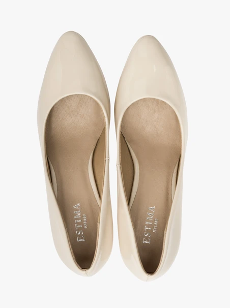 Cremefarbene Stiletto-Pumps