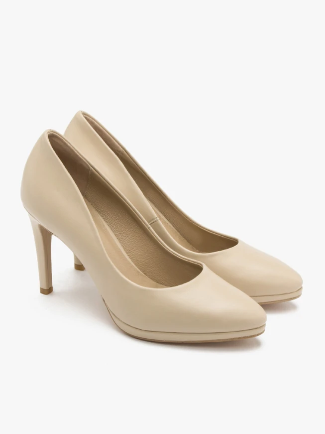 Beigefarbene Stiletto-Pumps