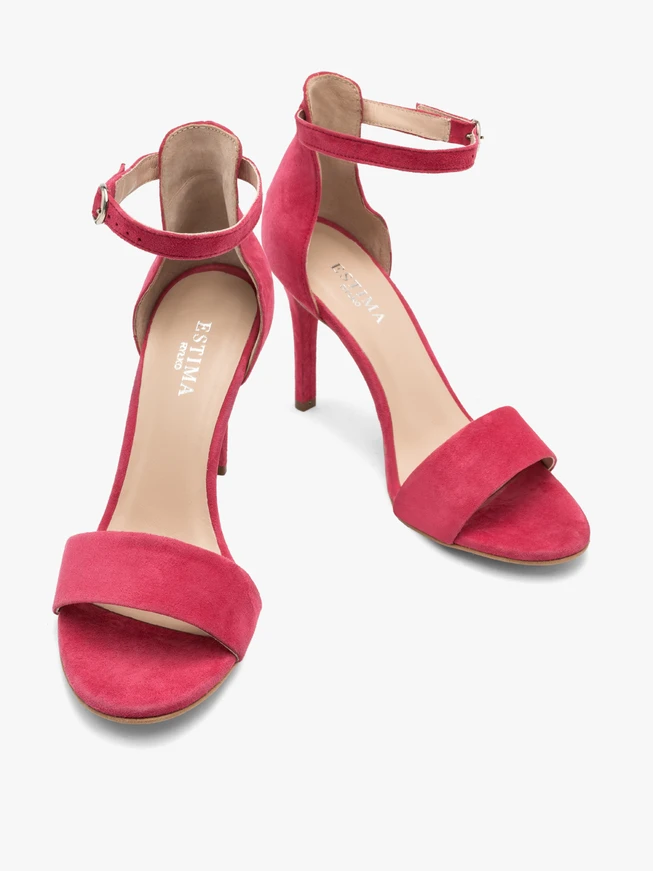 Fuchsiafarbene Stiletto-Sandalen