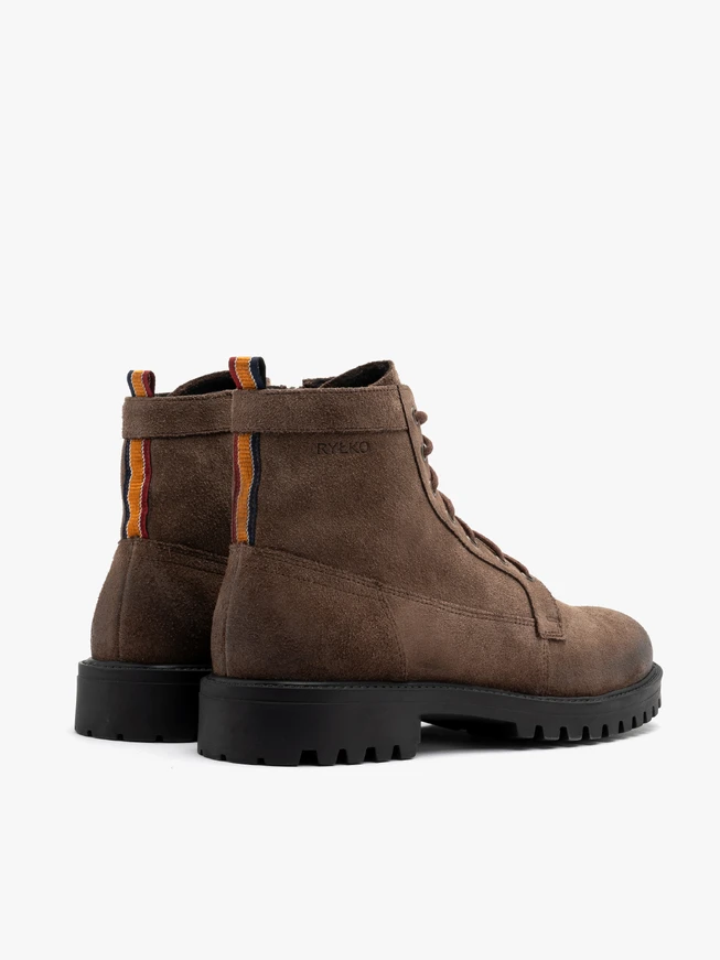 Graubraune Herrenstiefel aus Veloursleder