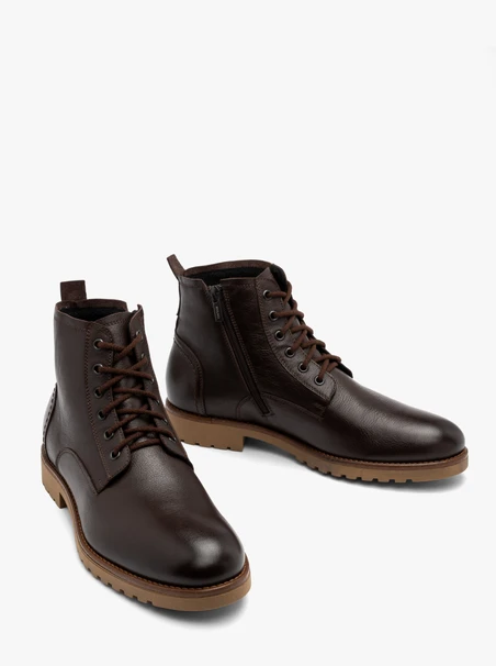 Dunkelbraune Herrenstiefel im Casual-Stil mit natürlicher Schafsfell-Isolierung