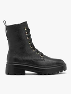 Schwarze Damenstiefel mit festem Boden