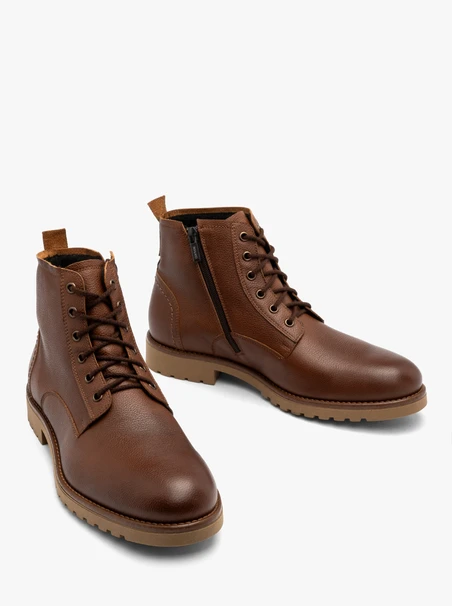 Braune Herrenstiefel im Casual-Stil mit natürlicher Schafsfell-Isolierung