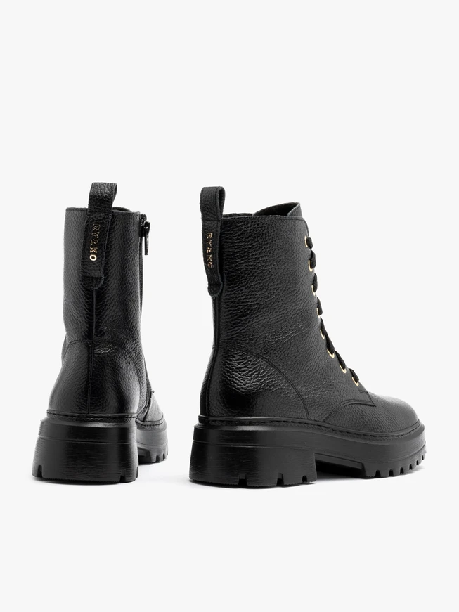 Schwarze Damenstiefel mit festem Boden