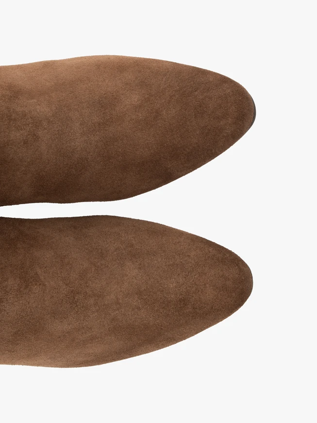 Braune Velourslederstiefel mit Stilettoabsatz
