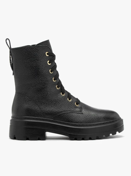 Schwarze Damenstiefel mit festem Boden