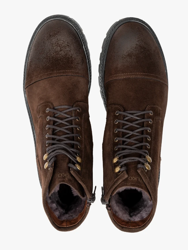Braune Herrenstiefel mit Isolierung aus natürlichem Schafsleder