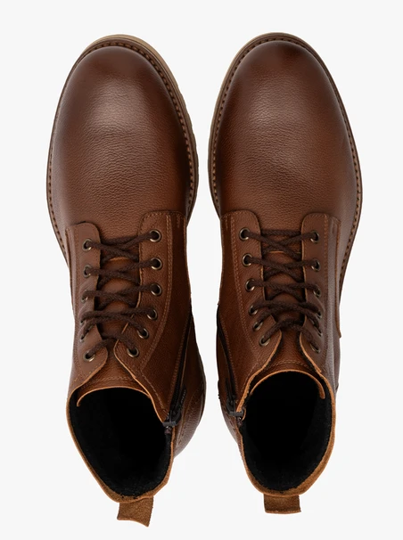 Braune Herrenstiefel im Casual-Stil mit natürlicher Schafsfell-Isolierung