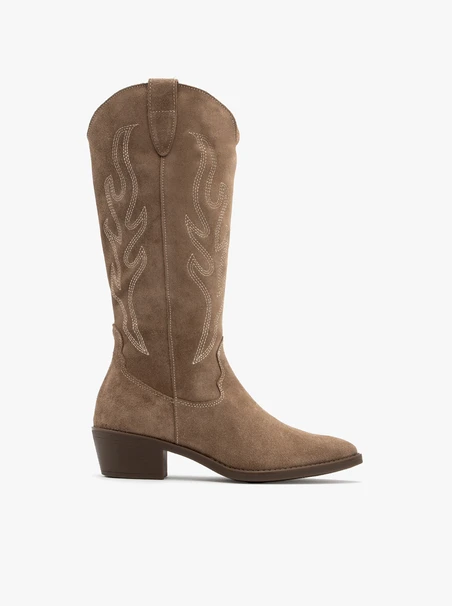 Cowboystiefel aus Velours mit dekorativer Stickerei