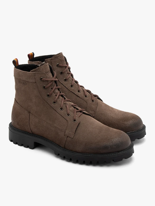 Graubraune Herrenstiefel aus Veloursleder