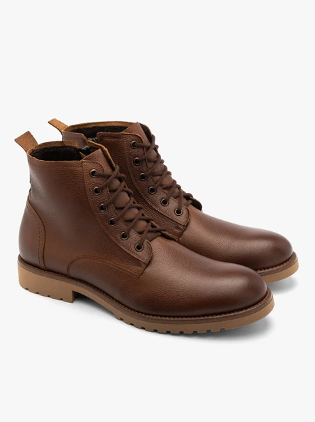 Braune Herrenstiefel im Casual-Stil mit natürlicher Schafsfell-Isolierung