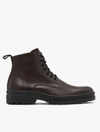 Dunkelbraune Herrenstiefel mit Logo auf dem Schaft