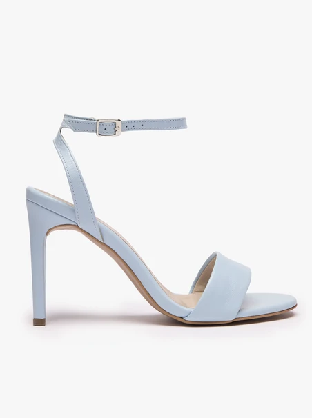 Blaue hohe Stiletto-Sandalen