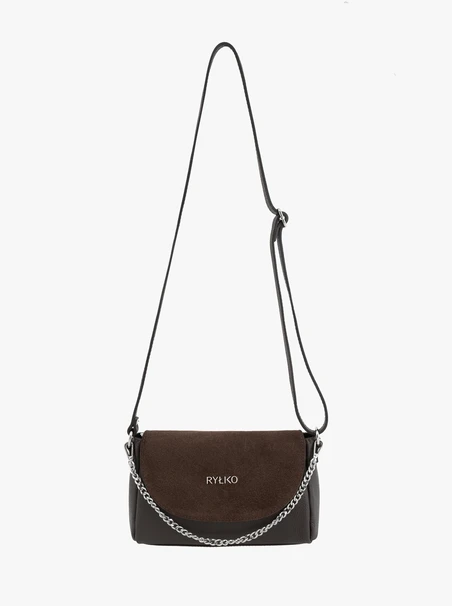 Handtasche aus braunem Bonded Leather mit Kette