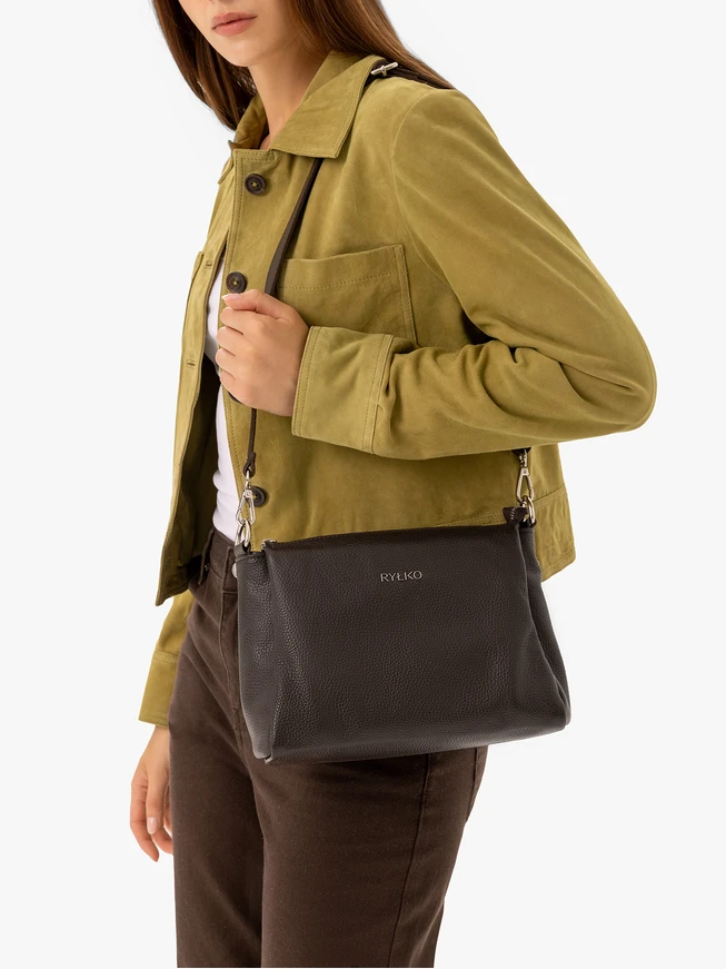 Dunkelbraune Posttasche mit verstellbarem Riemen