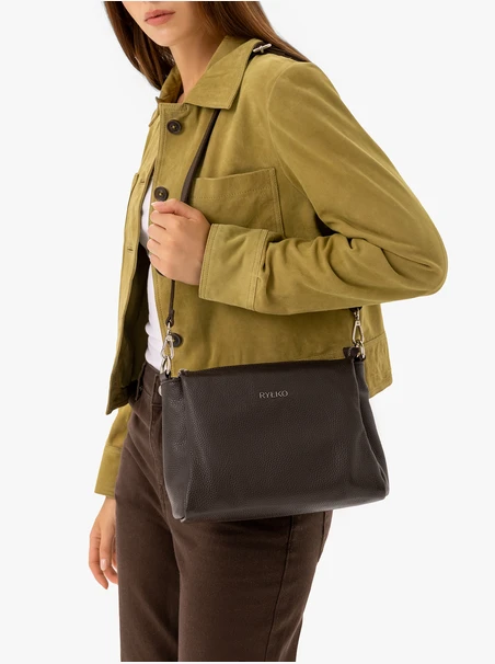 Dunkelbraune Posttasche mit verstellbarem Riemen