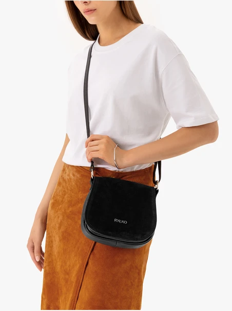 Schwarze Posttasche mit Klappe